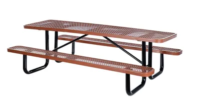 Vestil Steel Picnic Table Expanded Metal Rectangle Top 30 In. x 72 In. Brown