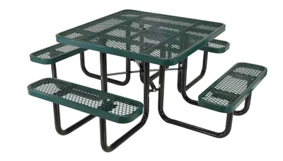 Vestil Steel Picnic Table Expanded Metal Square Top 46 In. x 46 In. Green