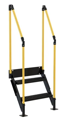 Vestil Steel Personnel Work Platform Stairs 2 Step 30 In. Tall Black / Yellow