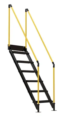 Vestil Steel Personnel Work Platform Stairs 6 Step 70 In. Tall Black / Yellow