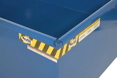 Vestil R-125-HD-BL rotational box hopper shown from an alternate angle