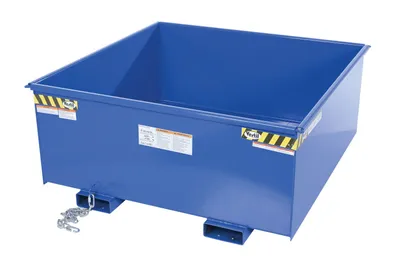 Vestil Steel Rotating Heavy Duty Box Hopper 1-1/4 Cubic Yard 6,000 Lb. Capacity Blue
