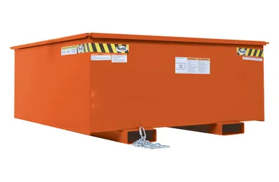 Vestil Steel Rotating Heavy Duty Box Hopper 1-1/4 Cubic Yard 6,000 Lb. Capacity Orange