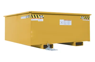 Vestil Steel Rotating Heavy Duty Box Hopper 1-1/4 Cubic Yard 6,000 Lb. Capacity Yellow
