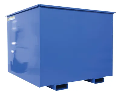Vestil R-250-HD-BL rotational box hopper shown from an alternate angle