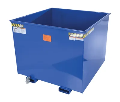 Vestil Steel Rotating Heavy Duty Box Hopper 2-1/2 Cubic Yard 6,000 Lb. Capacity Blue