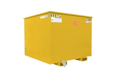 Vestil Steel Rotating Heavy Duty Box Hopper 2-1/2 Cubic Yard 6,000 Lb. Capacity Yellow