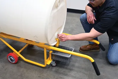Vestil RDBT-PAN multi-purpose drum trucks cradle shown from an alternate angle
