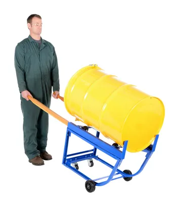 Vestil RDC-1000-5PO deluxe rotating drum cart shown from an alternate angle