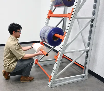 Vestil RERC-348 reel rack shown from an alternate angle