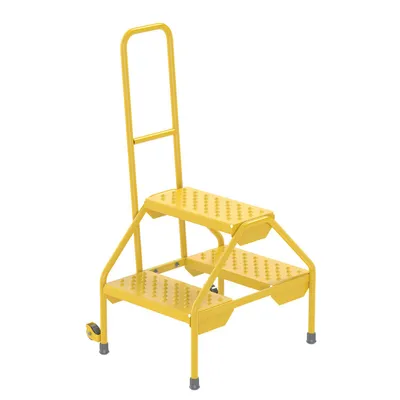Vestil Steel Portable Two-Step Rolling Perforated 23-1/2 In. x 20-9/16 In. x 42 In. 300 Lb. Capacity Yellow