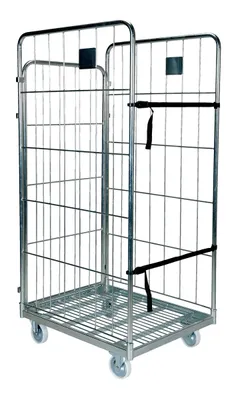 Vestil Galvanized Steel Foldable/Nestable Roller Container 1 Shelf 35-1/4 In. x 28-1/4 In. x 69-11/16 In. 660 Lb. Capacity Gray