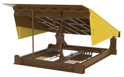 Vestil Steel Pull Chain Mechanical Dock Leveler 74"W x 86"L x 24"D Pit Dimensions 20000 Lb. Capacity Brown/Yellow