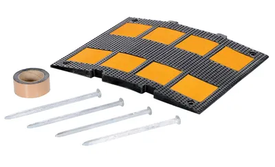 Vestil RSH-108-M-A rubber speed hump shown from an alternate angle