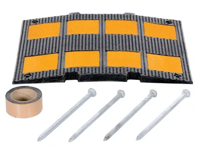 Vestil RSH-108-M-A rubber speed hump shown from an alternate angle