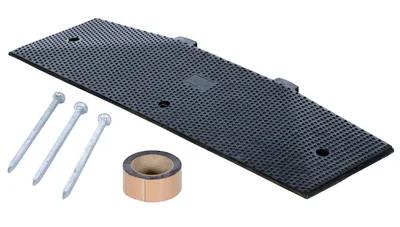 Vestil RSH-120-EM-A rubber speed hump shown from an alternate angle