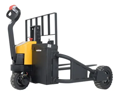 Vestil RT-EPT-2-48 electric powered rough terrain pallet truck shown from an alternate angle