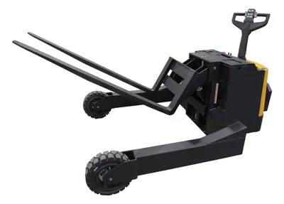 Vestil RT-EPT-2.5-60-TLT rough terrain tilting electric pallet truck shown from an alternate angle