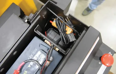 Vestil RT-EPT-2.5-60-TLT rough terrain tilting electric pallet truck shown from an alternate angle