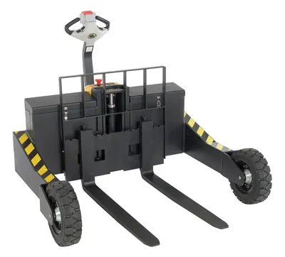 Vestil Steel Rough Terrain Electric Pallet Truck DC Powered AC Drive Motor 48 In. Inside Width 3000 Lb. Capacity Black / Yellow