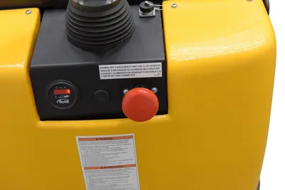 Vestil S-CB-NM-60 counter balanced narrow stacker w multi-use attachment shown from an alternate angle