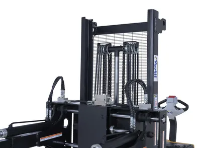 Vestil S-MU-VDGR-64-REACH fully powered vertical gripper rotator shown from an alternate angle