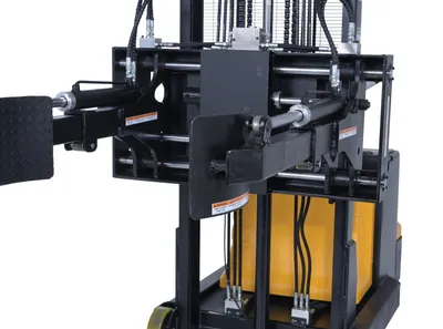 Vestil S-MU-VDGR-64-REACH fully powered vertical gripper rotator shown from an alternate angle