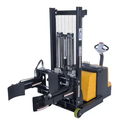 Vestil Steel Vertical Drum Gripper/Rotator Stacker With Gripper Max Reach 35.5 In. Dispensing Height 71 In. 800 Lb. Capacity Black / Yellow