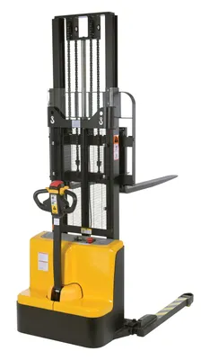 Vestil S2-118-AA-VS variable speed drive double mast fully powered stacker shown from an alternate angle