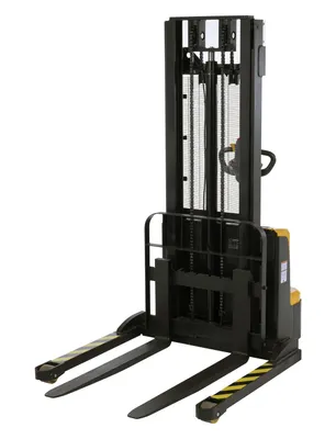 Vestil Steel Adjustable Double Mast Stacker 118 In. Raised Height Variable Speed 2200 Lb. Capacity Black