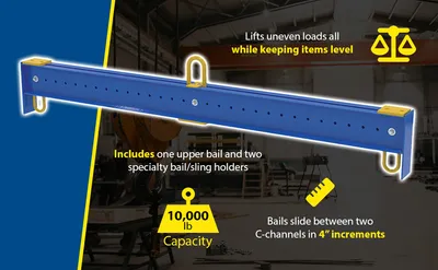 Vestil SBM-BFB-100-10 adjustable spreader beam feature highlights