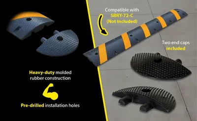 Vestil SBRY-CAP-C molded rubber speed bump feature highlights