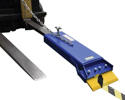 Vestil SCRAPE-1 fork truck floor scraper shown from an alternate angle