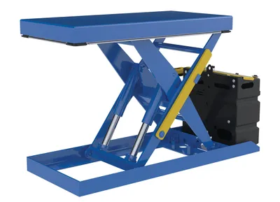 Vestil Steel Scissor Lift Table AC Power 51-1/2 In. x 20-1/2 In. x 32 In. 2,000 Lb. Capacity Blue