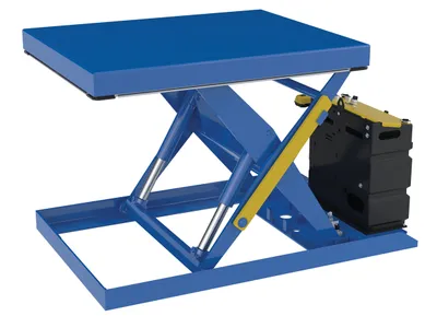 Vestil Steel Scissor Lift Table AC Power 54-1/16 In. x 32-1/2 In. x 32 In. 2,000 Lb. Capacity Blue