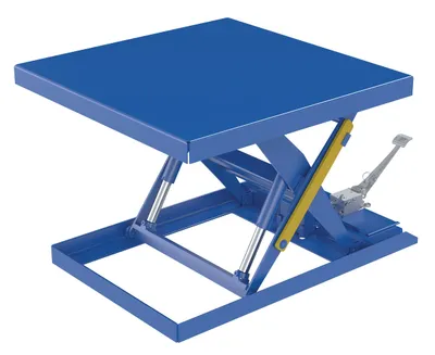 Vestil Steel Scissor Lift Table Foot Pump 64-9/16 In. x 42-3/8 In. x 32 In. 2,000 Lb. Capacity Blue