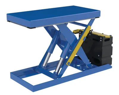 Vestil Steel Scissor Lift Table AC Power 51-1/2 In. x 20-1/2 In. x 32 In. 2,500 Lb. Capacity Blue
