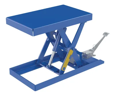 Vestil Steel Scissor Lift Table Foot Pump 56-1/16 In. x 20-1/2 In. x 28 In. 500 Lb. Capacity Blue