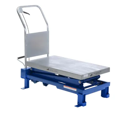 Vestil Steel Scissor Lift Table Double Foot Pump 52-5/8 In. x 21-3/8 In. x 39-1/2 In. 800 Lb. Capacity Blue