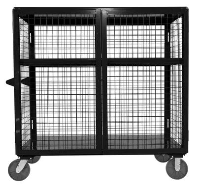 Vestil Welded Steel Expanded Metal Security Cart 30 In. x 60 In. 2,000 Lb. Capacity Black