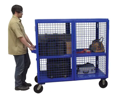 Vestil SCW-XM-3060-BL welded security cart shown from an alternate angle
