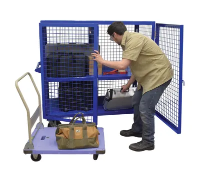 Vestil SCW-XM-3060-BL welded security cart shown from an alternate angle