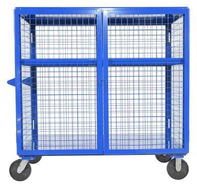 Vestil Welded Steel Expanded Metal Security Cart 30 In. x 60 In. 2,000 Lb. Capacity Blue