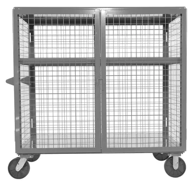 Vestil Welded Steel Expanded Metal Security Cart 30 In. x 60 In. 2,000 Lb. Capacity Gray Semi Gloss