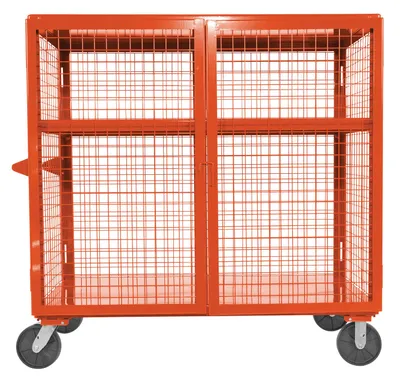 Vestil Welded Steel Expanded Metal Security Cart 30 In. x 60 In. 2,000 Lb. Capacity Orange