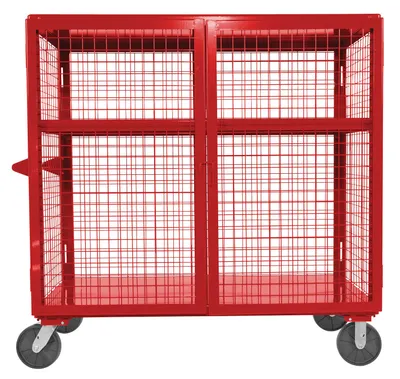 Vestil Welded Steel Expanded Metal Security Cart 30 In. x 60 In. 2,000 Lb. Capacity Red