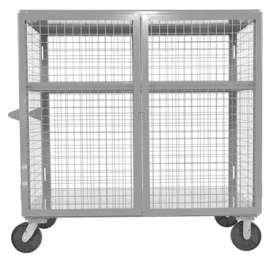 Vestil Welded Steel Expanded Metal Security Cart 30 In. x 60 In. 2,000 Lb. Capacity Silver