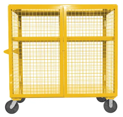 Vestil Welded Steel Expanded Metal Security Cart 30 In. x 60 In. 2,000 Lb. Capacity Yellow