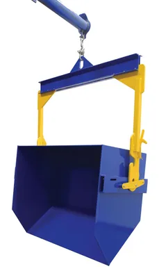Vestil SDB-200-6 overhead self dumping bin shown from an alternate angle