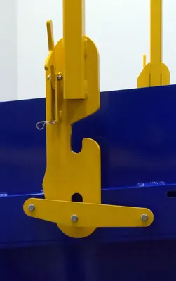 Vestil SDB-200-6 overhead self dumping bin shown from an alternate angle
